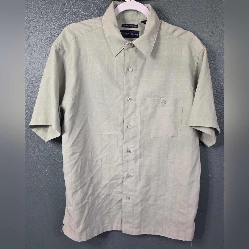 R & R Causal Mens Short-Sleeve Button-Down Shirt in Gray Size Med - Picture 1 of 12